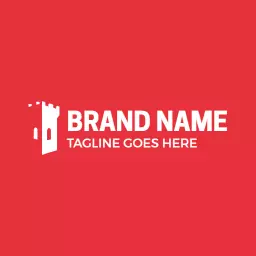 Bold Red Castle Design Symbolizing Strength and Heritage Logo Template