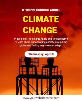 Bold Red Climate Change Awareness Educational Poster Template