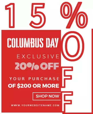 Bold Red Columbus Day Sale Discount Offer Poster Template