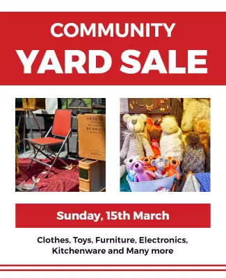 Bold Red Community Yard Sale Event Poster Template