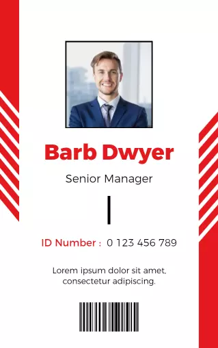 Bold Red Corporate Senior Manager Identity Card Template