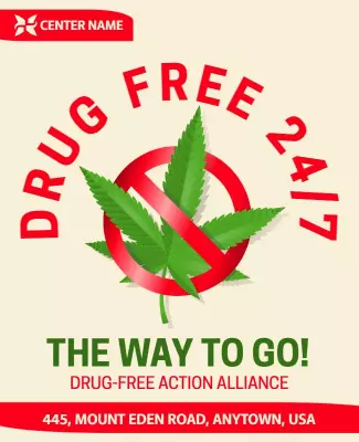 Bold Red Drug-Free Awareness Campaign Poster Template