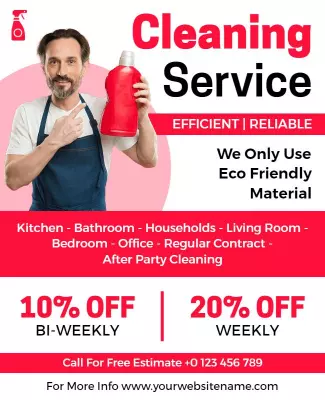 Bold Red Eco-Friendly Cleaning Service Offer Poster Template