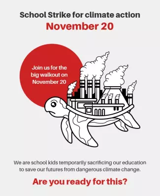 Bold Red Environmental School Strike for Climate Action Poster Template
