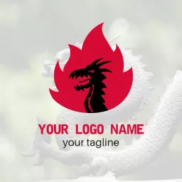Bold Red Fire Design Featuring Dragon Imagery Logo Template