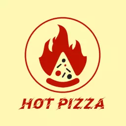 Bold Red Flames Indicating Hot Pizza Design Logo Template