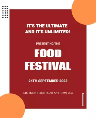 Bold Red Food Festival Event Announcement Poster Template