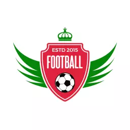Bold Red Football Badge Featuring Crown and Wings Logo Template