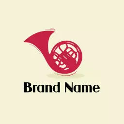 Bold Red French Horn Emphasizing Jazz Music Logo Template