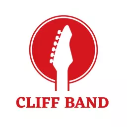 Bold Red Guitar Silhouette Representing a Music Band Logo Template