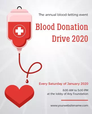 Bold Red Heart Health Blood Donation Drive Poster Template