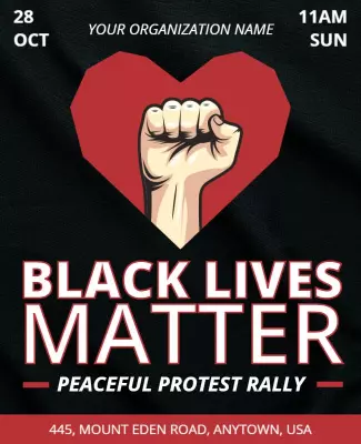 Bold Red Heart Symbol Protest Rally Poster Template