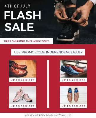 Bold Red Independence Day Flash Sale Poster Template