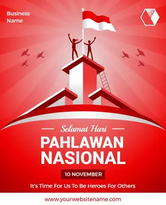 Bold Red Independence Day National Hero Celebration Poster Template