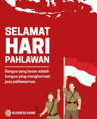 Bold Red Indonesian National Heroes Day Celebration Poster Template