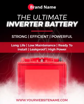 Bold Red Inverter Battery Product Promotion Poster Template
