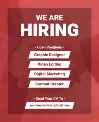 Bold Red Job Recruitment Announcement Poster Template