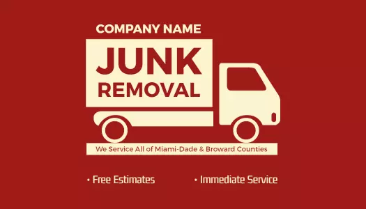 Bold Red Junk Removal Service Visiting Card Template