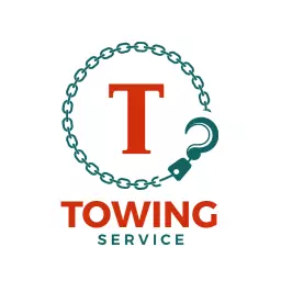 Bold Red Letter T Encircled by a Chain for Towing Service Logo Template
