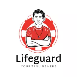Bold Red Lifeguard Design Featuring Safety and Protection Logo Template