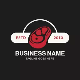 Bold Red Meat Emblem Showcasing Quality Cuts Logo Template