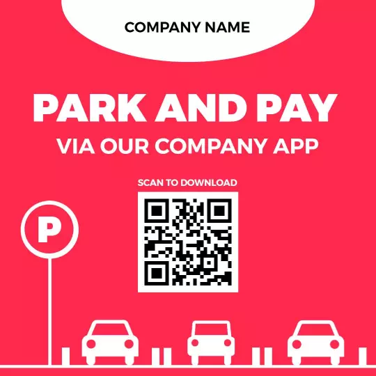 Bold Red Minimalist Parking Payment App Promotion Ad Template