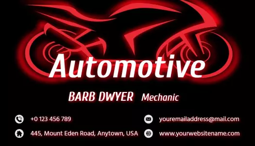 Bold Red Motorcycle Mechanic Business Card Template