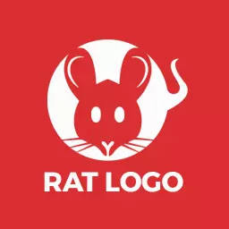 Bold Red Mouse Icon Representing Rat Theme Logo Template