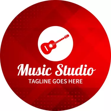 Bold Red Music Studio with Guitar Design Business Card Template
