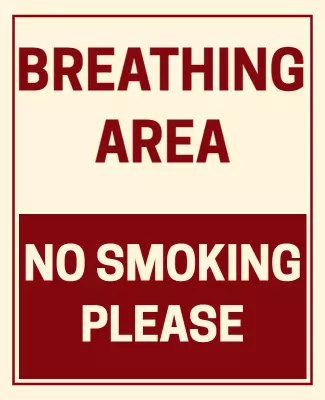 Bold Red No Smoking Breathing Area Sign Poster Template
