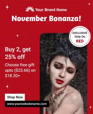 Bold Red November Bonanza Sale Offer Poster Template