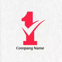 Bold Red Number One with Checkmark Reflecting Champions Logo Template
