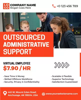 Bold Red Outsourced Administrative Support Services Poster Template