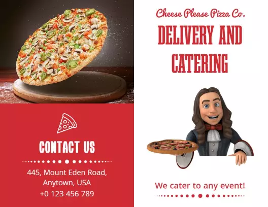 Bold Red Pizza Delivery and Catering Services Brochure Template