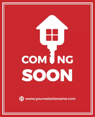 Bold Red Real Estate Coming Soon Announcement Poster Template
