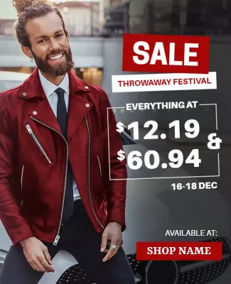 Bold Red Sale Throwaway Festival Fashion Poster Template