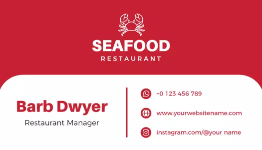 Bold Red Seafood Restaurant Manager Business Card Template