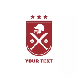 Bold Red Shield Design Featuring Cricket Team Elements Logo Template
