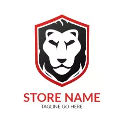 Bold Red Shield Featuring a Majestic Lion Symbol Logo Template