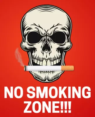 Bold Red Skull No Smoking Zone Warning Poster Template
