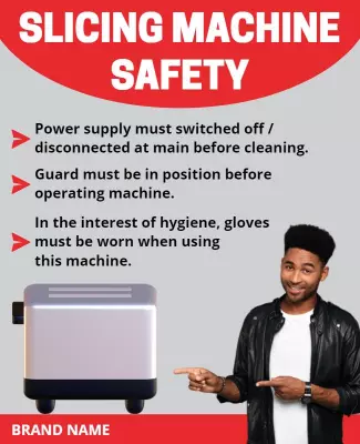 Bold Red Slicing Machine Safety Instructions Poster Template