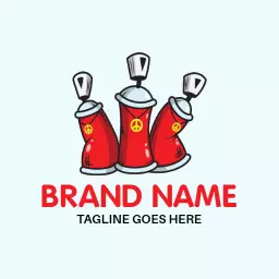 Bold Red Spray Paint Cans Celebrating Urban Graffiti Logo Template
