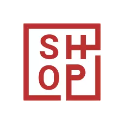 Bold Red Square Design Featuring Modern Shop Concept Logo Template