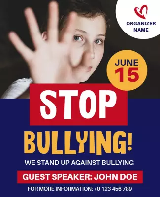 Bold Red Stop Bullying Awareness Event Flyer Template