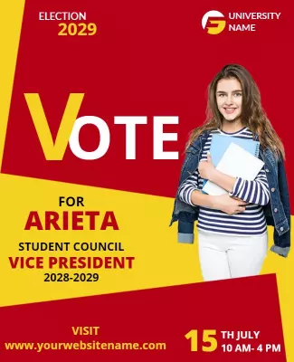 Bold Red Student Council Election Vote Poster Template