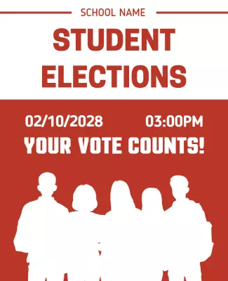 Bold Red Student Elections Awareness Poster Template