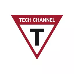 Bold Red Triangle Design for Engaging Tech Channel Logo Template