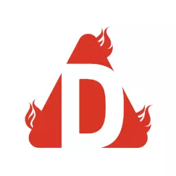 Bold Red Triangle Forming a Dynamic Alphabet D Logo Template