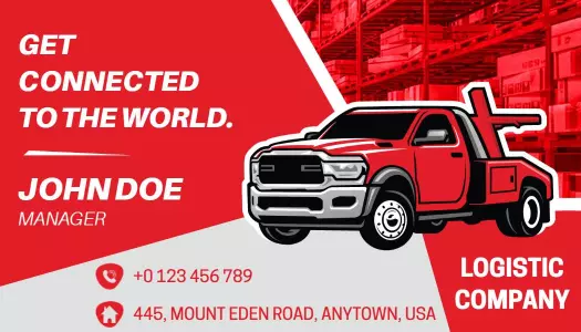 Bold Red Truck Logistics Company Business Card Template