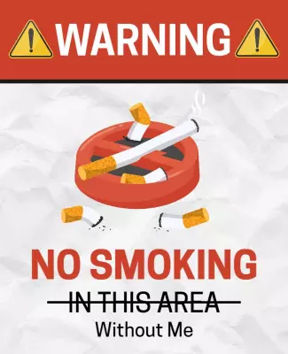 Bold Red Warning No Smoking Area Sign Poster Template